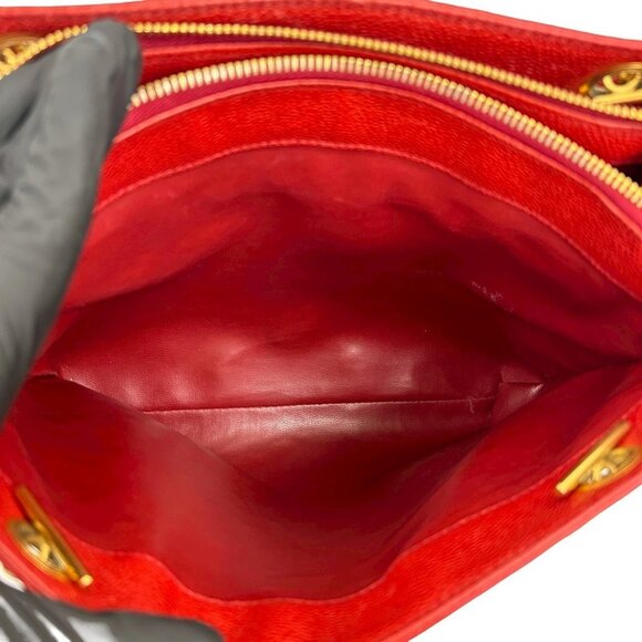 CHANEL Red Caviar Leather Logo Shoulder Bag - Picture 9 of 10